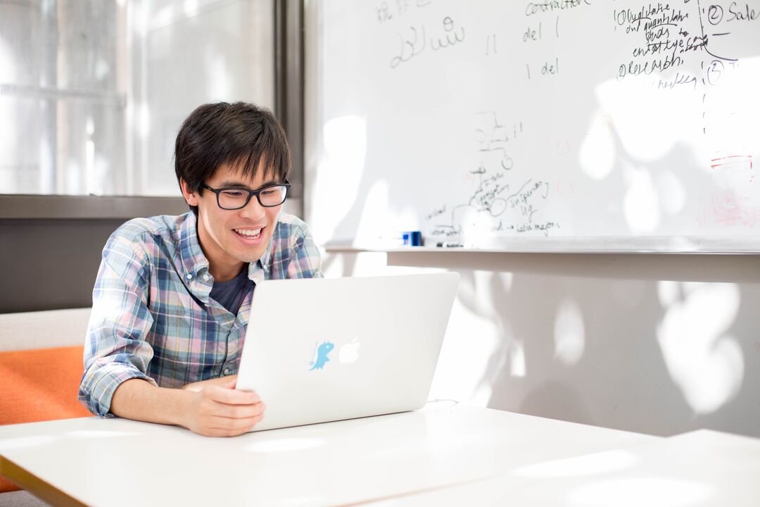 Student working at a computer